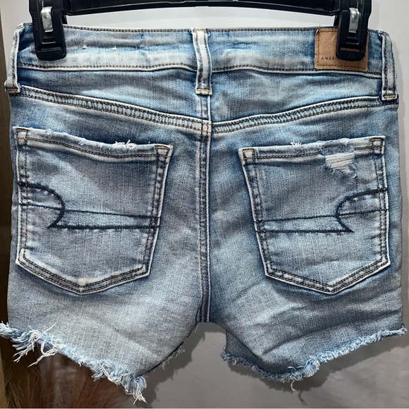 American Eagle Outfitters Women's Ripped Jean Shorts - Blue - Picture 2 of 5